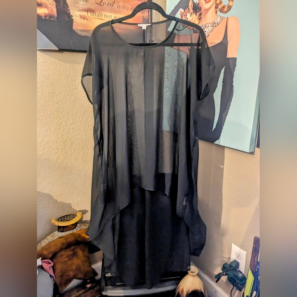 Black sheer high low top